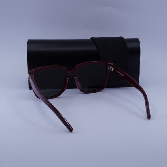 Saint Laurent SLM40/F 007 Square Sunglasses - Burgundy/Grey